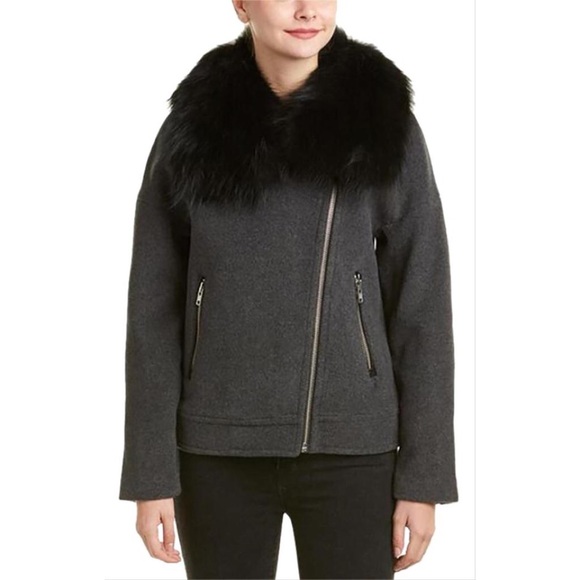 Mackage Felipa Wool and leather coat with fur - Picture 1 of 7